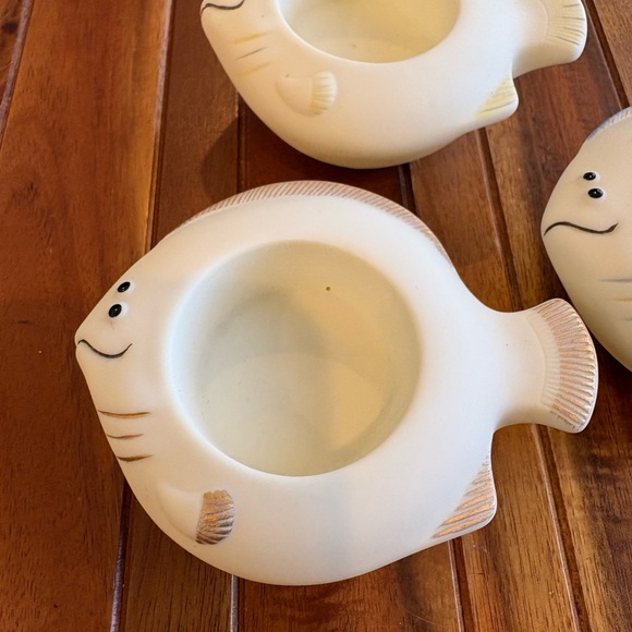 Set of 3 PartyLite aqua pals floating tealight candle holder. Fish ceramic. - Picture 2 of 5
